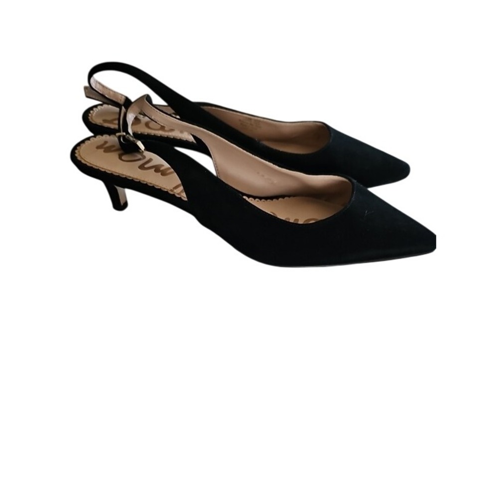 Sam Edelman Ludlow Slingback Kitten Heel Pointed Toe Pump 7.5 Black Suede